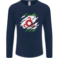 Torn Flag Ingushetia Mens Long Sleeve T-Shirt Navy Blue