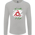Torn Flag Ingushetia Mens Long Sleeve T-Shirt Sports Grey