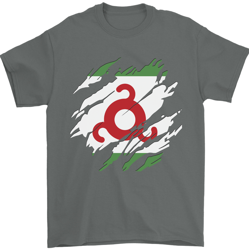 Torn Flag Ingushetia Mens T-Shirt 100% Cotton Charcoal
