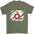Torn Flag Ingushetia Mens T-Shirt 100% Cotton Military Green
