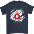 Torn Flag Ingushetia Mens T-Shirt 100% Cotton Navy Blue