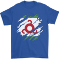 Torn Flag Ingushetia Mens T-Shirt 100% Cotton Royal Blue