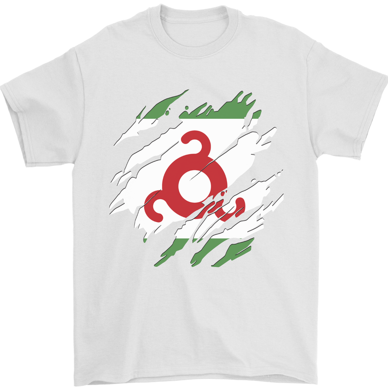 Torn Flag Ingushetia Mens T-Shirt 100% Cotton White