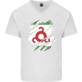 Torn Flag Ingushetia Mens V-Neck Cotton T-Shirt White