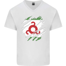 Torn Flag Ingushetia Mens V-Neck Cotton T-Shirt White