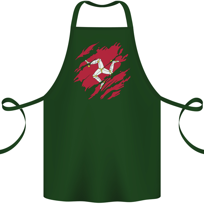 Torn Flag Isle of Man Cotton Apron 100% Organic Forest Green