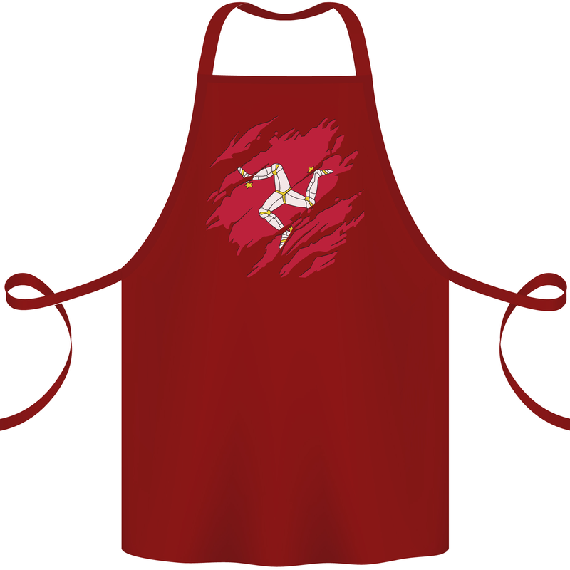 Torn Flag Isle of Man Cotton Apron 100% Organic Maroon