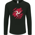 Torn Flag Isle of Man Mens Long Sleeve T-Shirt Black