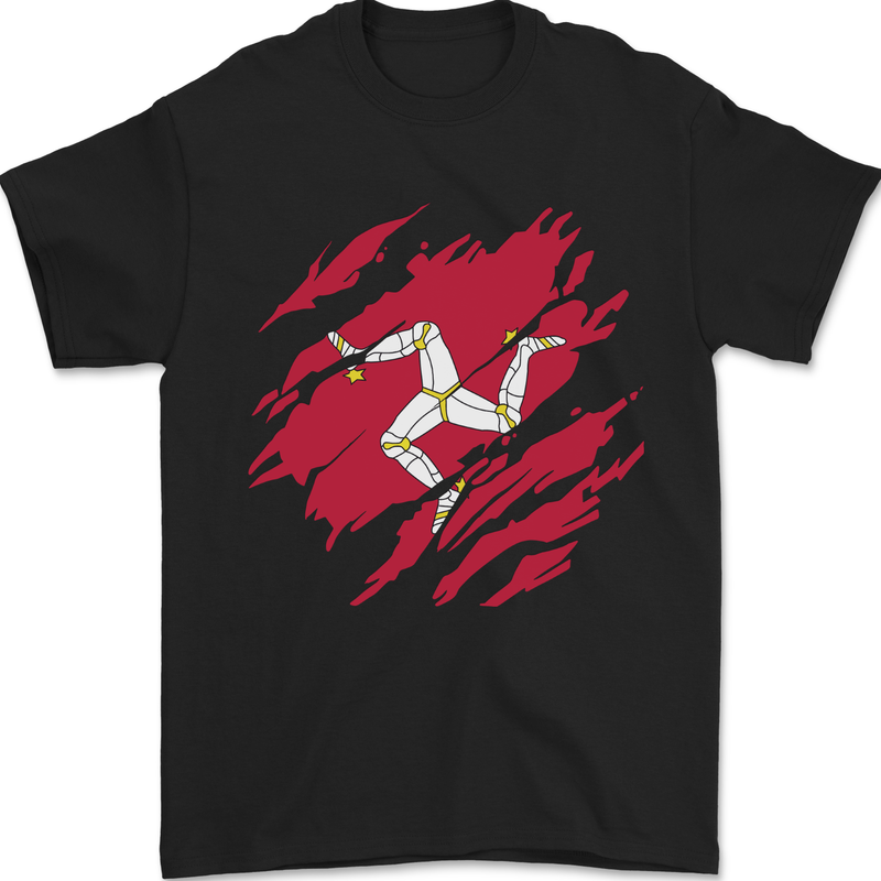 Torn Flag Isle of Man Mens T-Shirt 100% Cotton Black