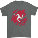 Torn Flag Isle of Man Mens T-Shirt 100% Cotton Charcoal