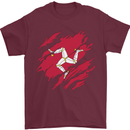 Torn Flag Isle of Man Mens T-Shirt 100% Cotton Maroon
