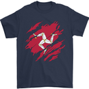 Torn Flag Isle of Man Mens T-Shirt 100% Cotton Navy Blue