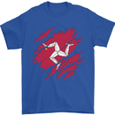 Torn Flag Isle of Man Mens T-Shirt 100% Cotton Royal Blue