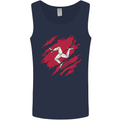 Torn Flag Isle of Man Mens Vest Tank Top Navy Blue