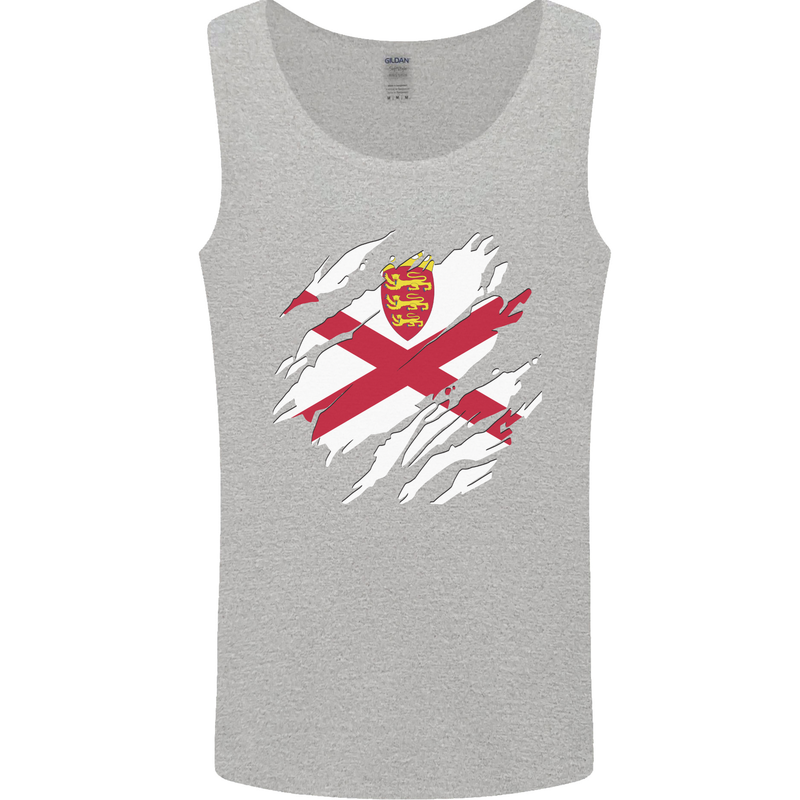 Torn Flag Jersey Mens Vest Tank Top Sports Grey