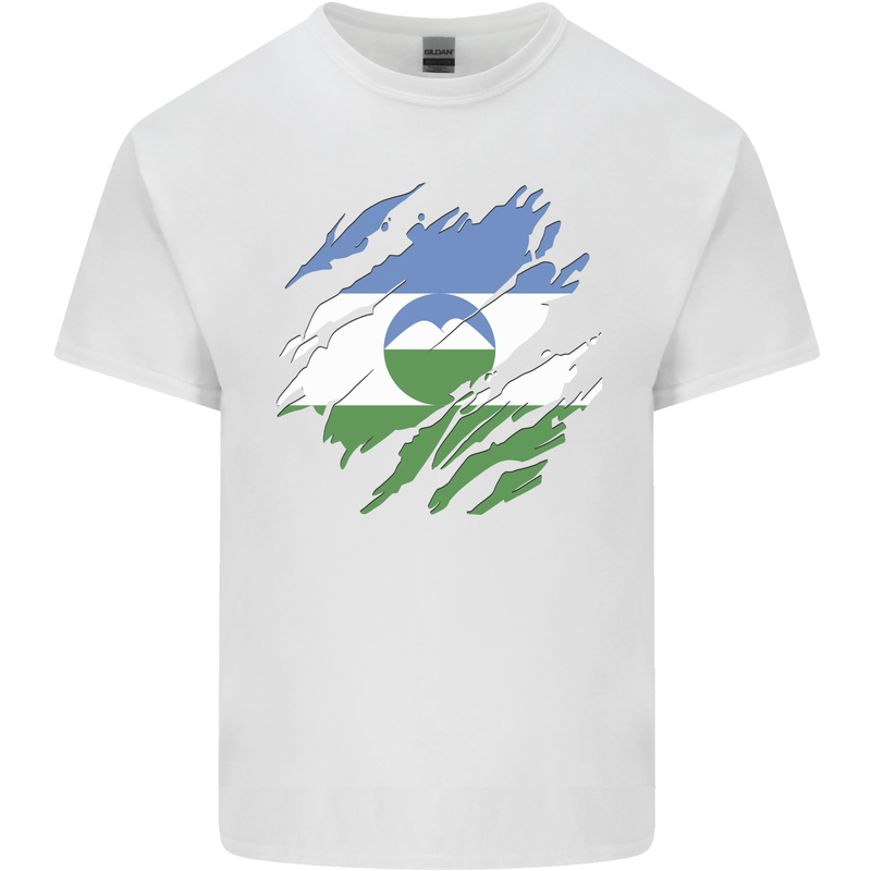 Torn Flag Kabardino Balkaria Mens Cotton T-Shirt Tee Top White