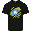 Torn Flag Kalmykia Mens Cotton T-Shirt Tee Top Black