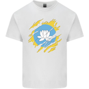 Torn Flag Kalmykia Mens Cotton T-Shirt Tee Top White