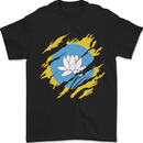 Torn Flag Kalmykia Mens T-Shirt 100% Cotton Black
