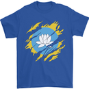 Torn Flag Kalmykia Mens T-Shirt 100% Cotton Royal Blue