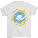 Torn Flag Kalmykia Mens T-Shirt 100% Cotton White