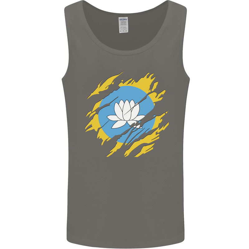 Torn Flag Kalmykia Mens Vest Tank Top Charcoal