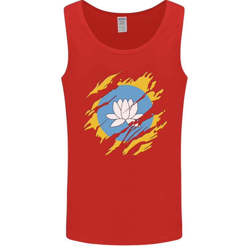 Torn Flag Kalmykia Mens Vest Tank Top Red