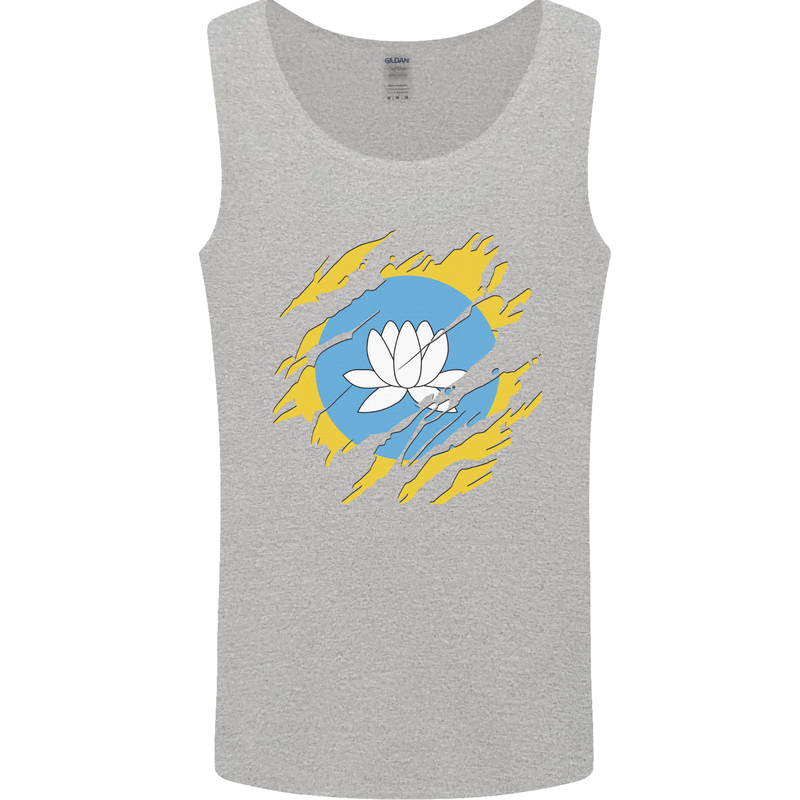 Torn Flag Kalmykia Mens Vest Tank Top Sports Grey