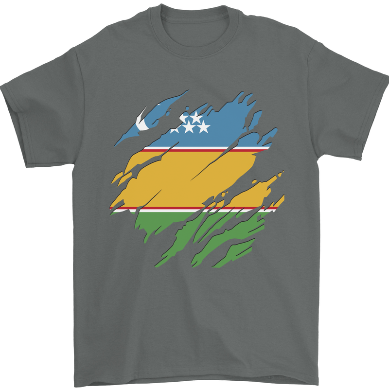 Torn Flag Karakalpakktsan Mens T-Shirt 100% Cotton Charcoal