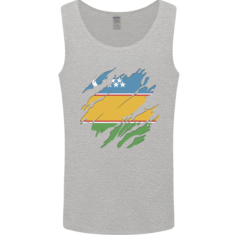 Torn Flag Karakalpakktsan Mens Vest Tank Top Sports Grey