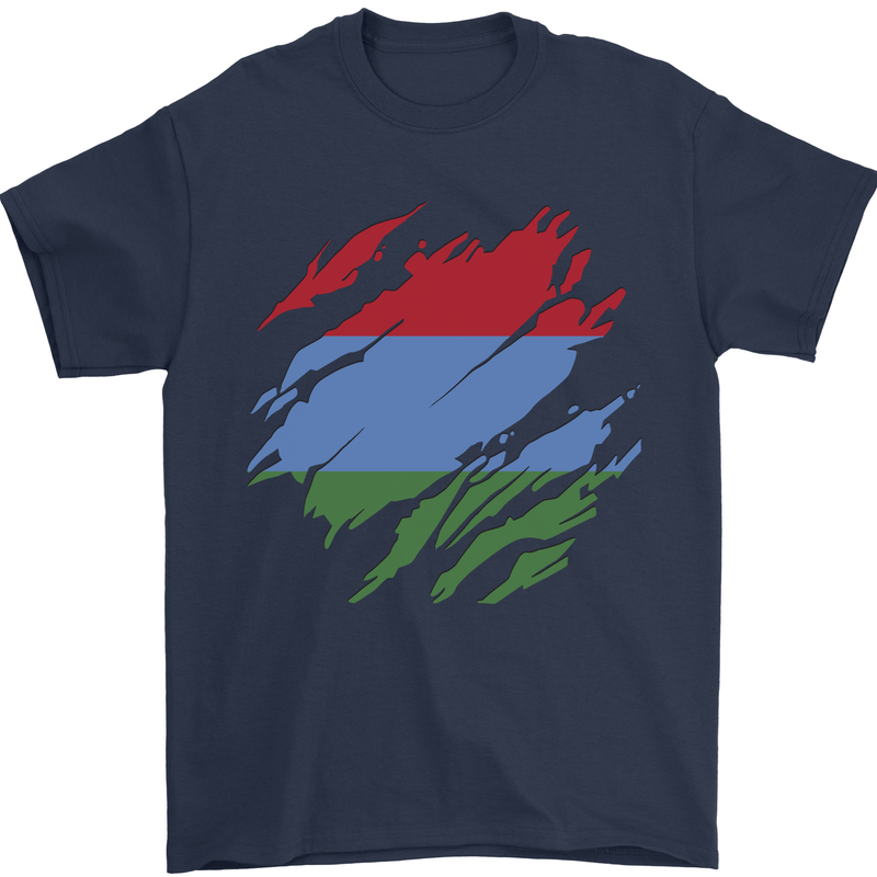 Torn Flag Karelia Mens T-Shirt 100% Cotton Navy Blue