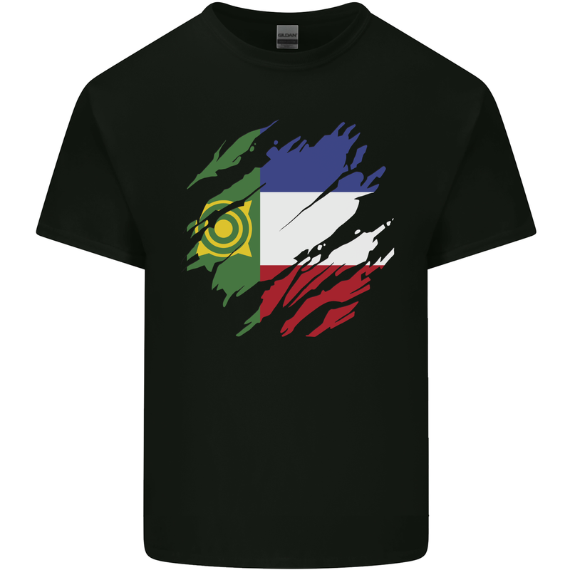Torn Flag Khakassia Mens Cotton T-Shirt Tee Top Black