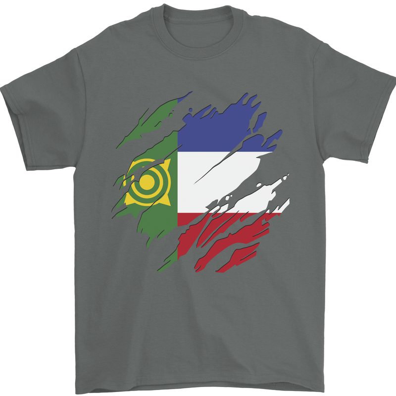 Torn Flag Khakassia Mens T-Shirt 100% Cotton Charcoal