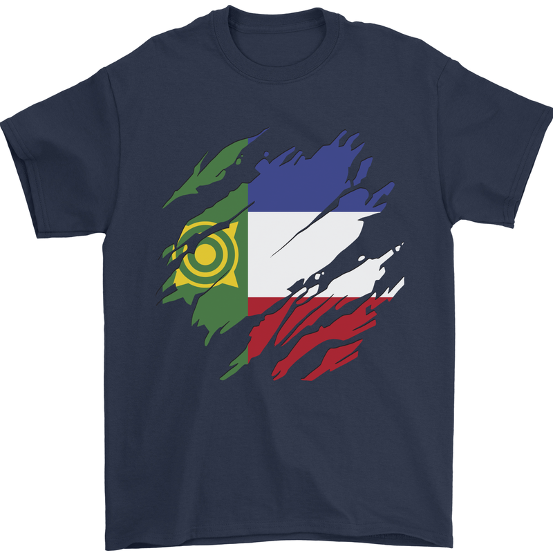 Torn Flag Khakassia Mens T-Shirt 100% Cotton Navy Blue