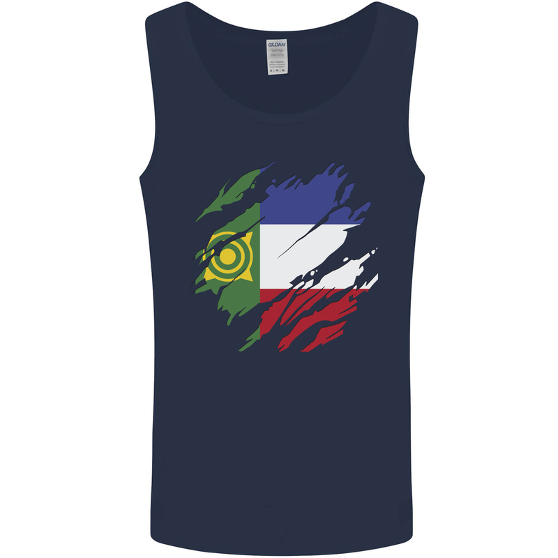Torn Flag Khakassia Mens Vest Tank Top Navy Blue