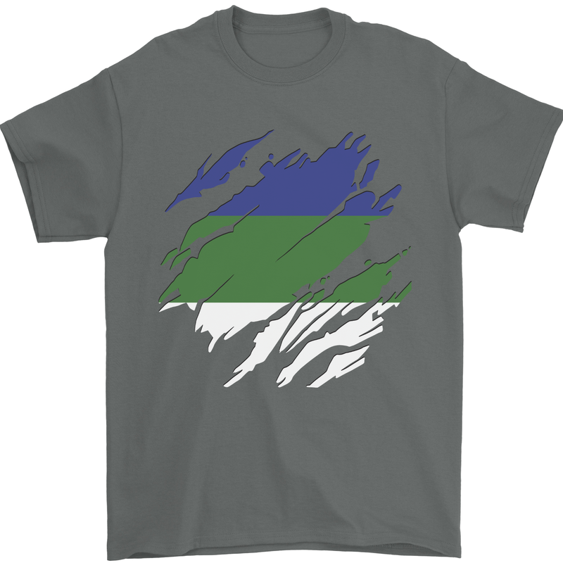 Torn Flag Komi Mens T-Shirt 100% Cotton Charcoal