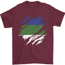 Torn Flag Komi Mens T-Shirt 100% Cotton Maroon