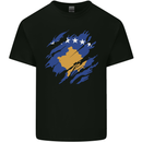 Torn Flag Kosovo Mens Cotton T-Shirt Tee Top Black