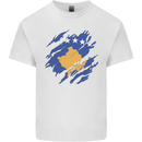Torn Flag Kosovo Mens Cotton T-Shirt Tee Top White