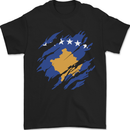 Torn Flag Kosovo Mens T-Shirt 100% Cotton Black