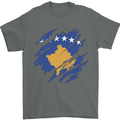 Torn Flag Kosovo Mens T-Shirt 100% Cotton Charcoal