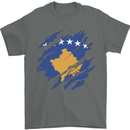 Torn Flag Kosovo Mens T-Shirt 100% Cotton Charcoal