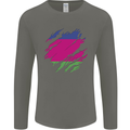 Torn Flag Kuban Peoples Republic Mens Long Sleeve T-Shirt Charcoal