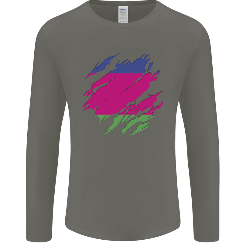 Torn Flag Kuban Peoples Republic Mens Long Sleeve T-Shirt Charcoal