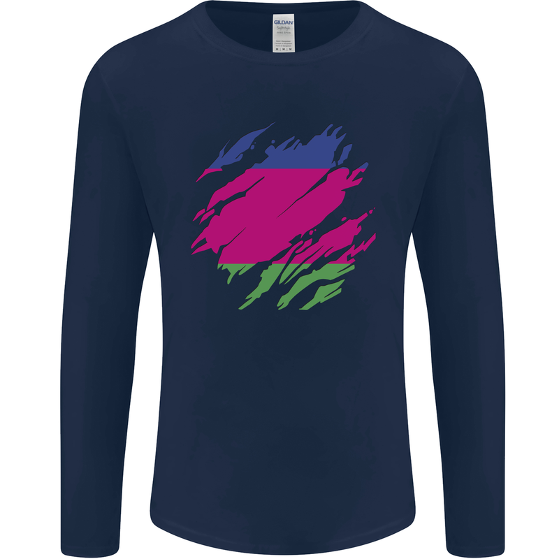 Torn Flag Kuban Peoples Republic Mens Long Sleeve T-Shirt Navy Blue