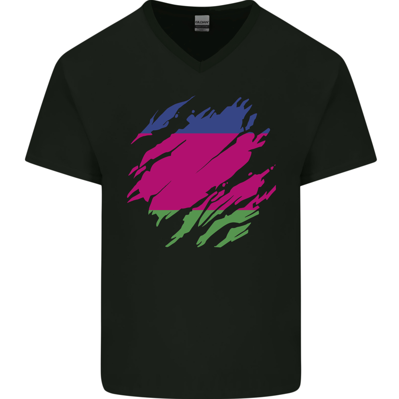 Torn Flag Kuban Peoples Republic Mens V-Neck Cotton T-Shirt Black