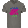 Torn Flag Kuban Peoples Republic Mens V-Neck Cotton T-Shirt Charcoal