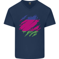 Torn Flag Kuban Peoples Republic Mens V-Neck Cotton T-Shirt Navy Blue