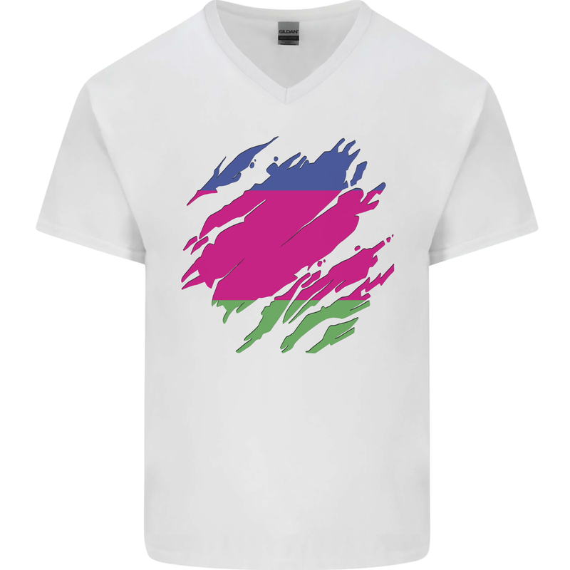 Torn Flag Kuban Peoples Republic Mens V-Neck Cotton T-Shirt White