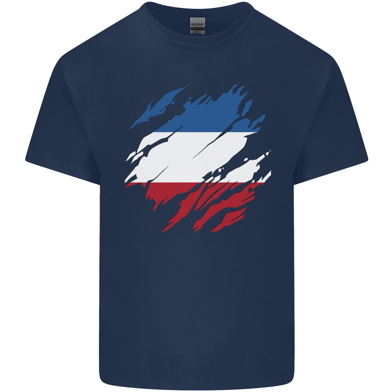 Torn Flag Los Altos Mens Cotton T-Shirt Tee Top Navy Blue